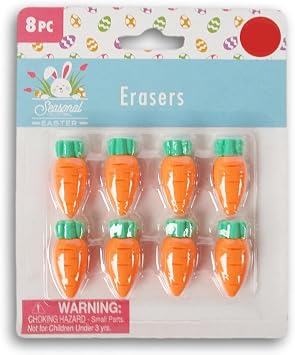 Easter Erasers Pack Music Teachers Favors or Prizes - Set of 8 Carrots
