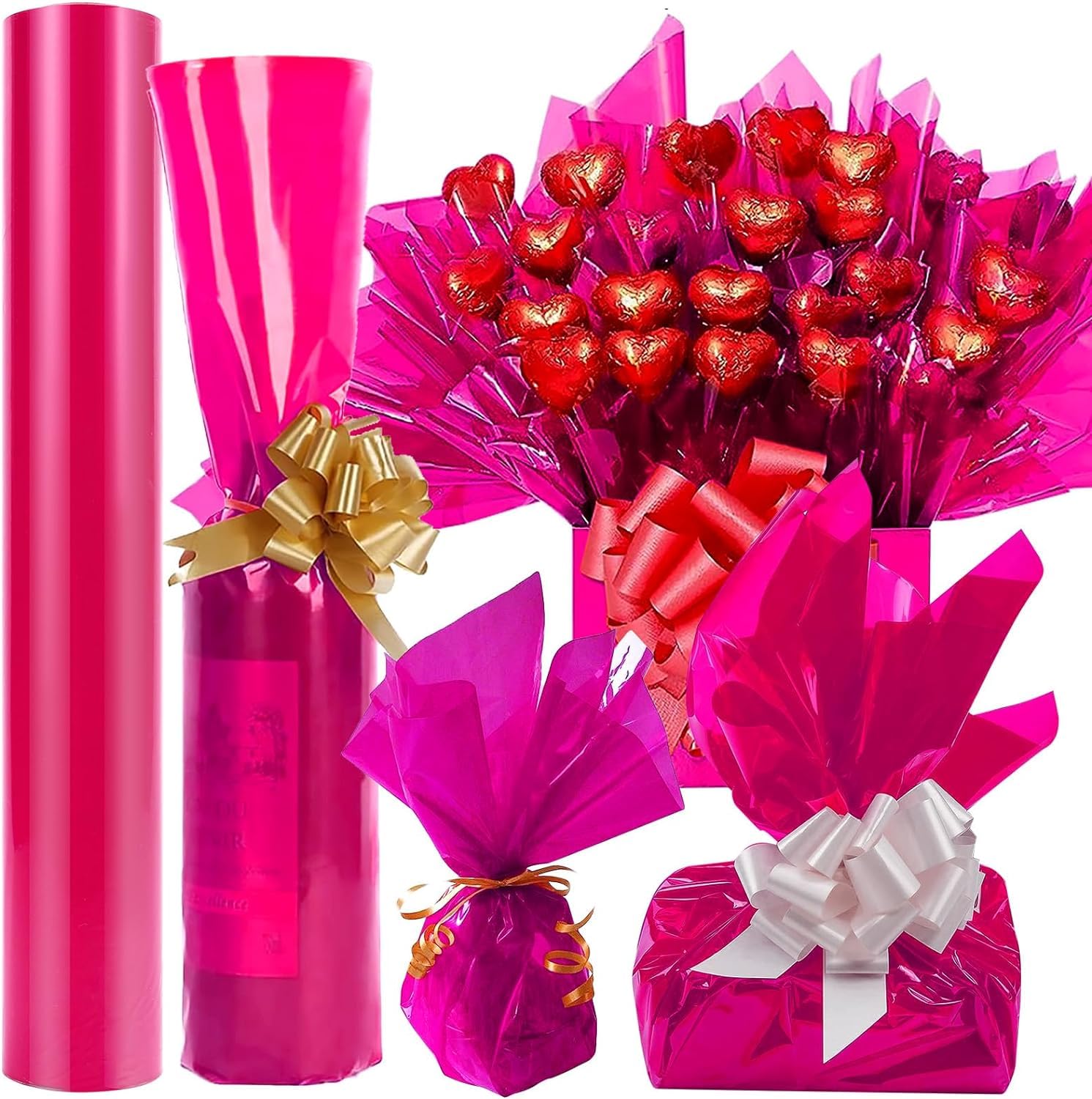 Bobina Cellophane Con Stampa Fiori Rossi (1 Pz -120m X 80cm - Foto 10