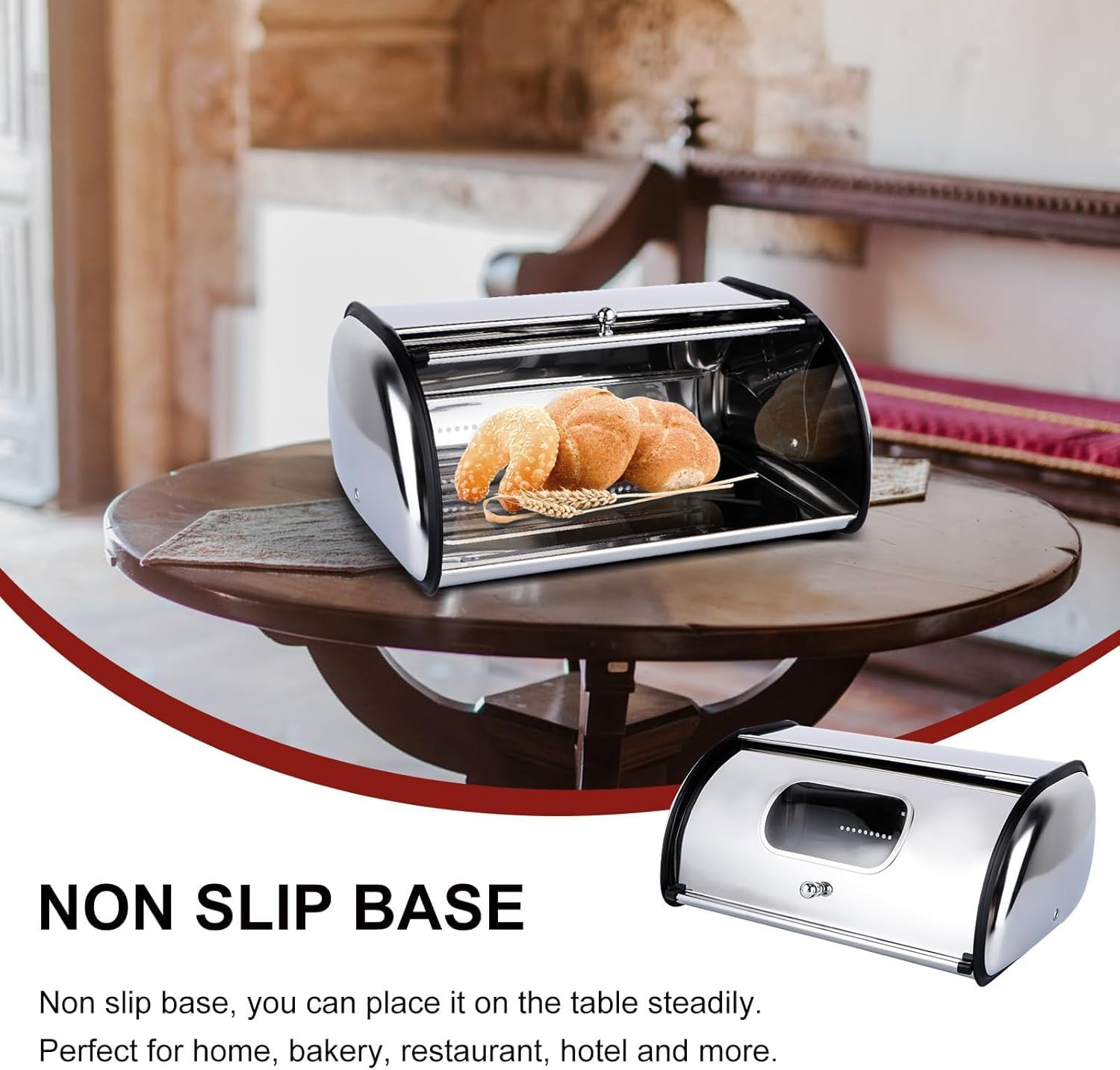 Elegante E Capiente Scatola per Il Pane in Acciaio Inox - Contenitore Ermetico E Resistente per Conservare Il Pane Fresco, Organizer da Cucina, Perfetto per Luso Domestico