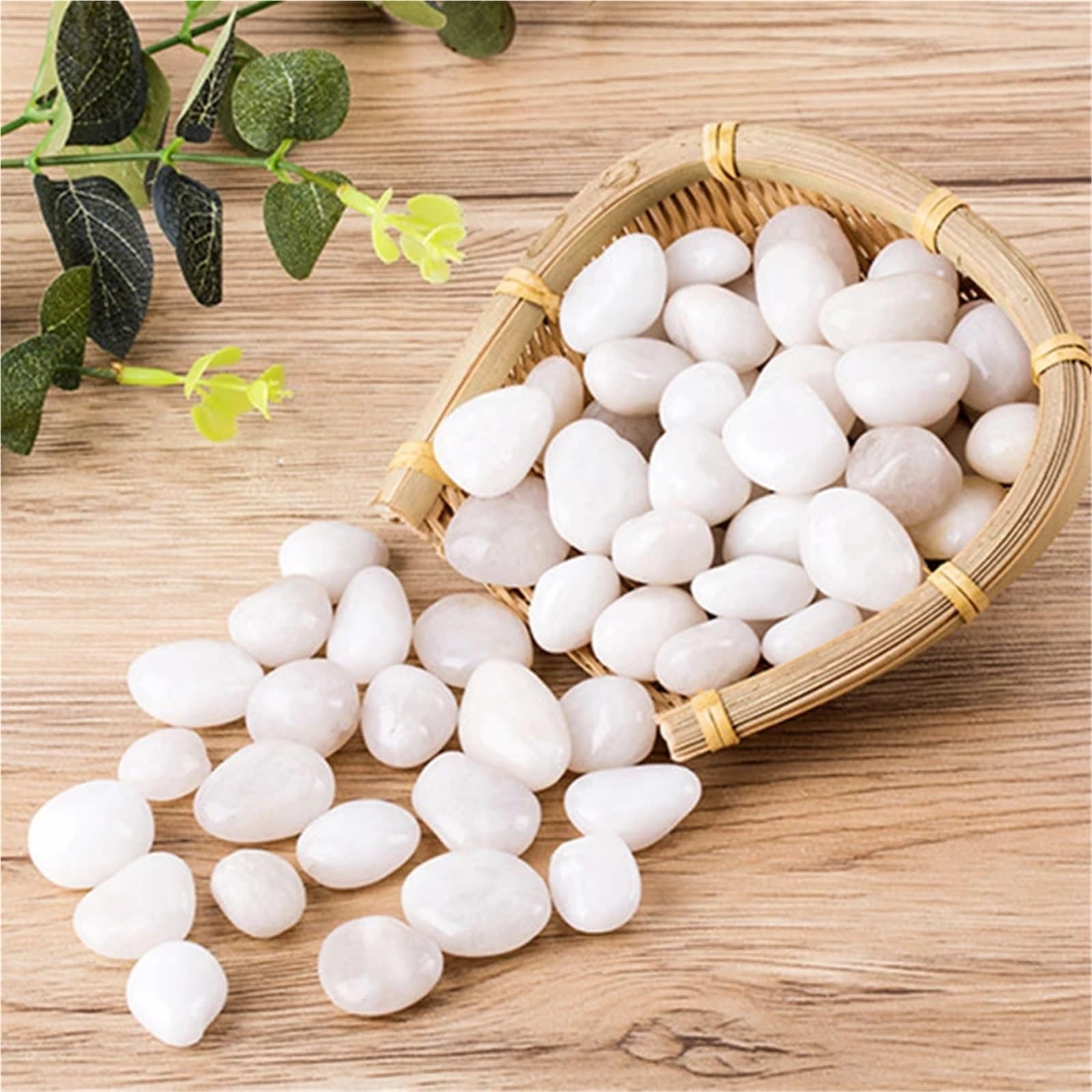 Pietre decorative Pietre decorative for acquario in vaso for orticoltura, ciottoli bianchi lucidi alti da 2-3 cm per Giardino(800g)