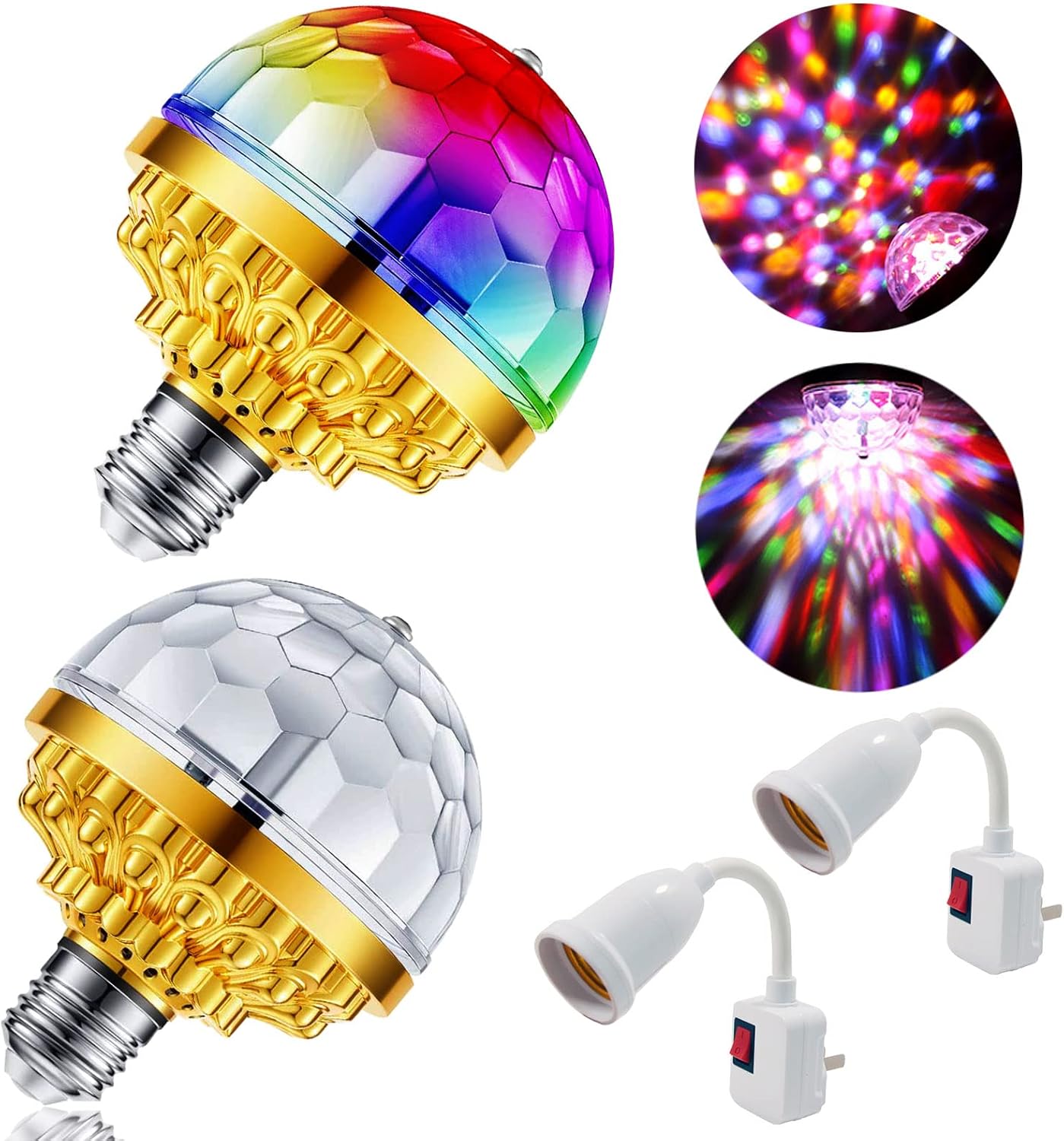 2 Pack Colorful Magic Rotating Ball Light, LED Plug in Disco Ball Light