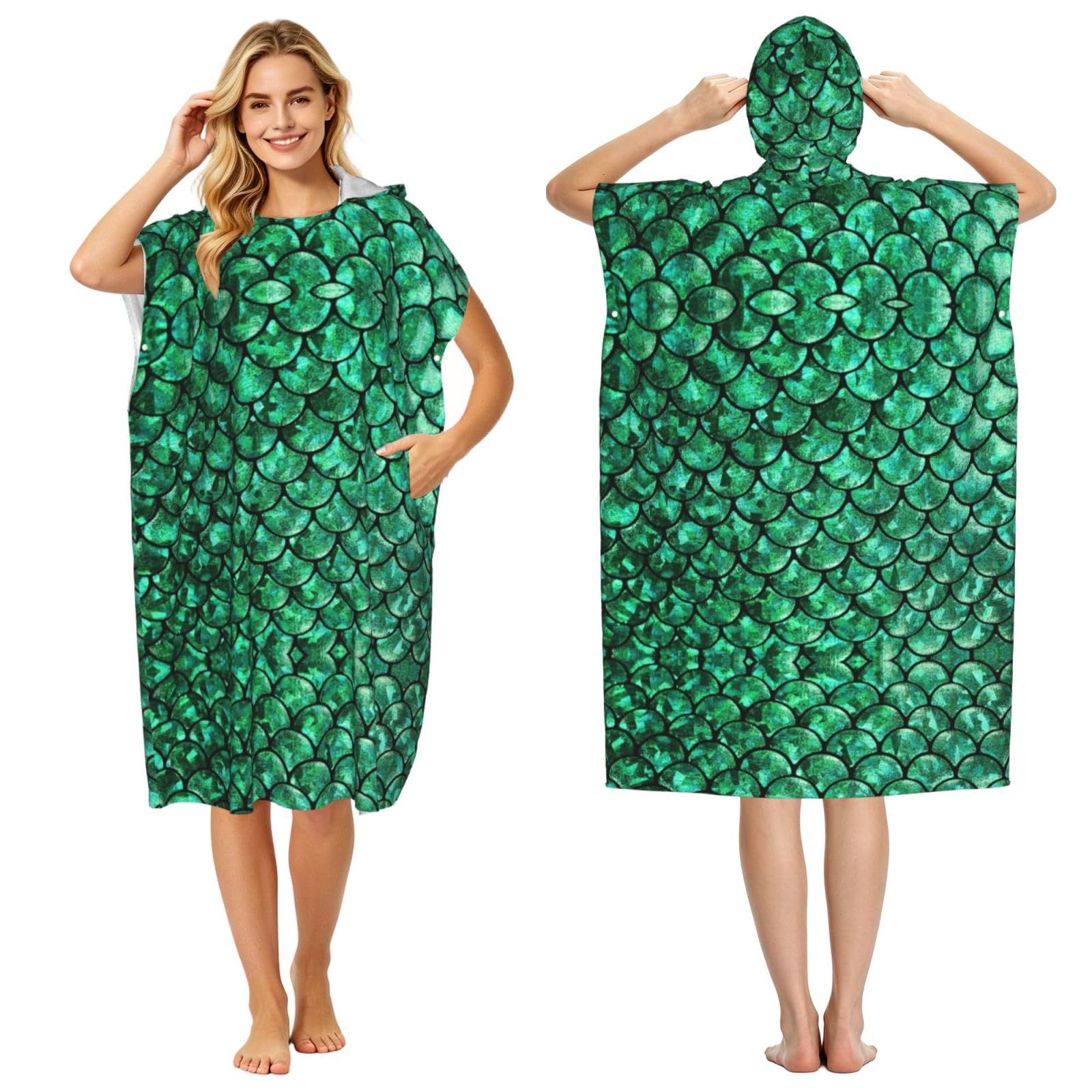 Poncho de plage à séchage rapide en tissu éponge léger pour piscine adulte