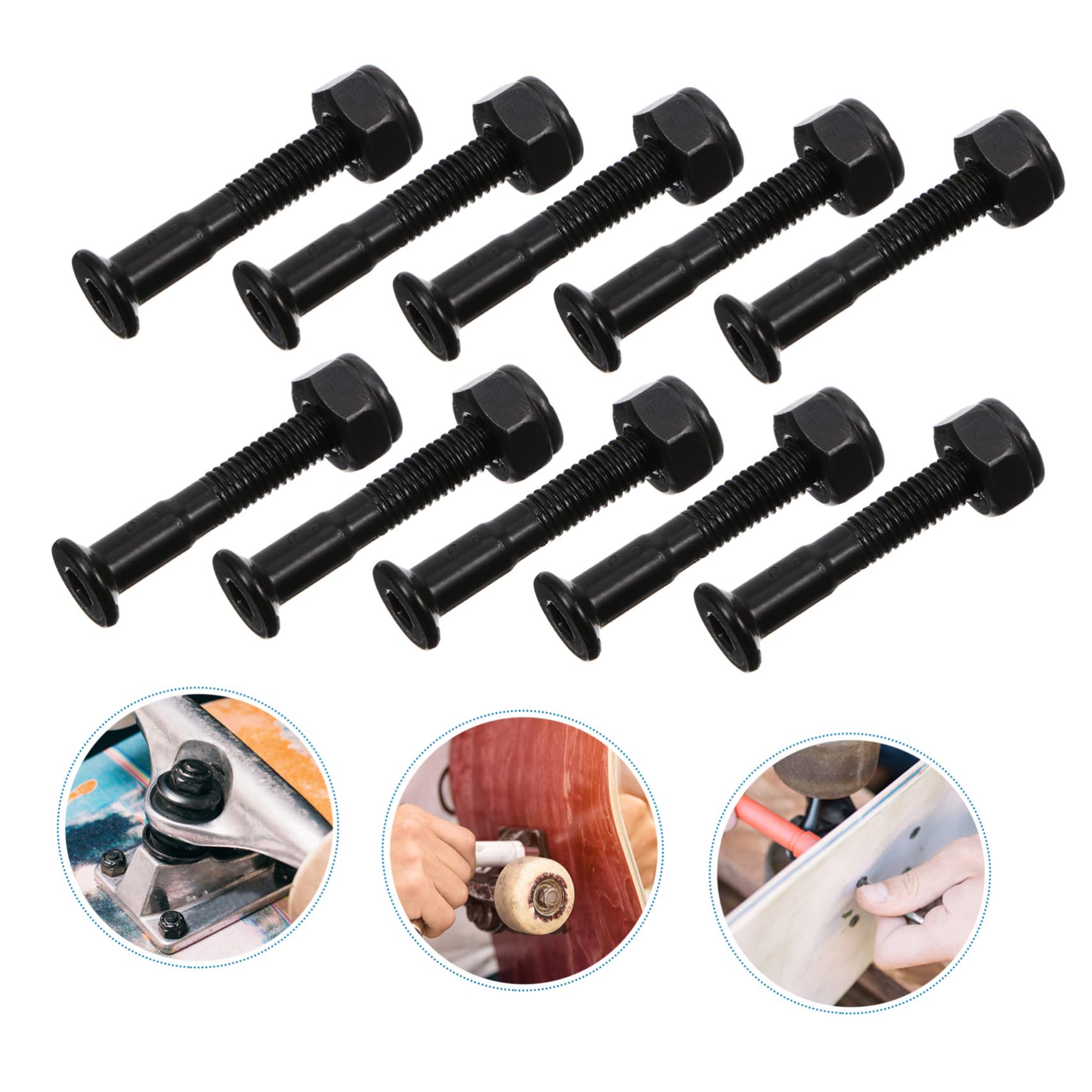 BRIGHTFUFU Skateboard Set Hardware 40pcs Mounting Bolts Accessories for Skateboard Mounting Screws Bolts Set