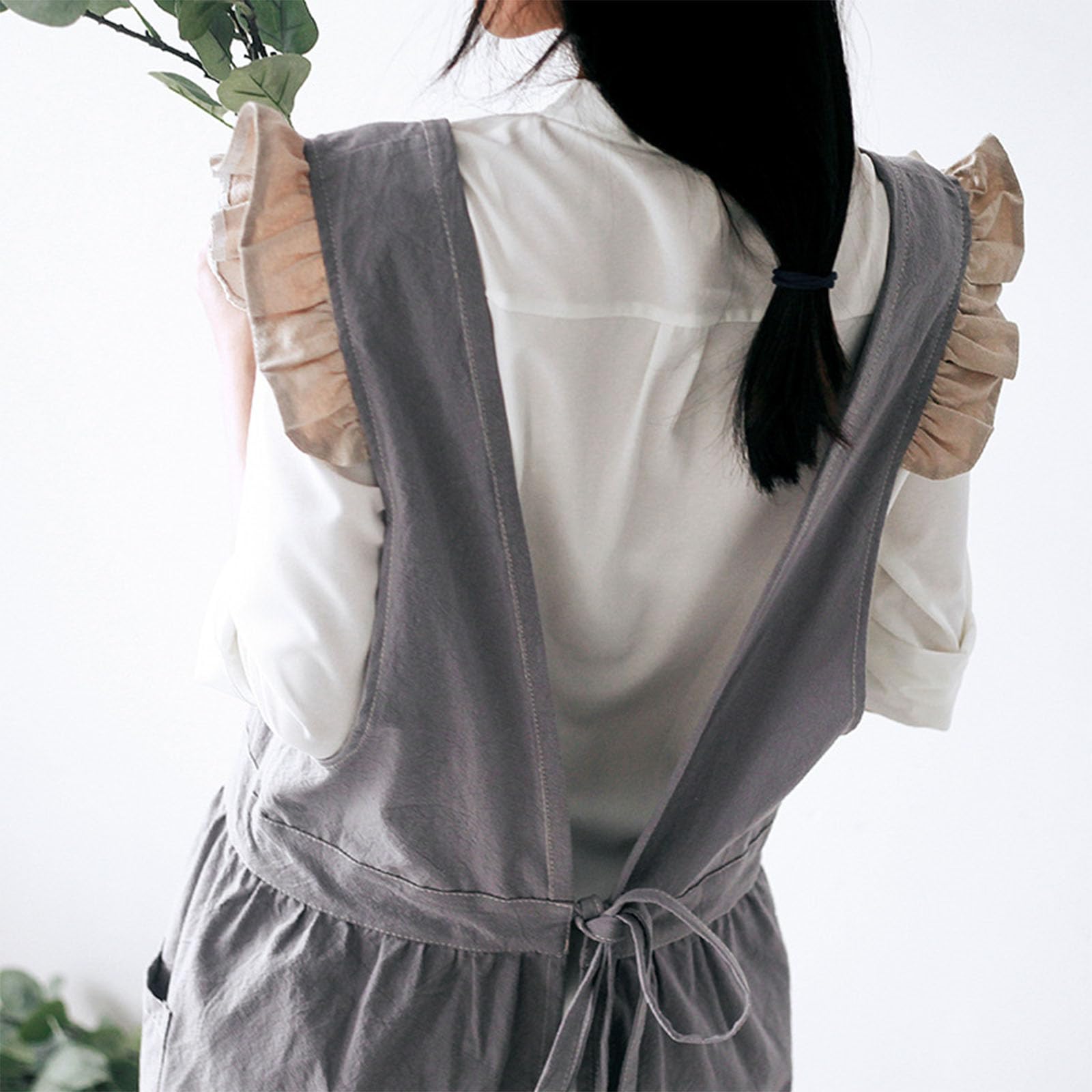 Tablier en coton avec poches pour cuisine, jardin et restaurant