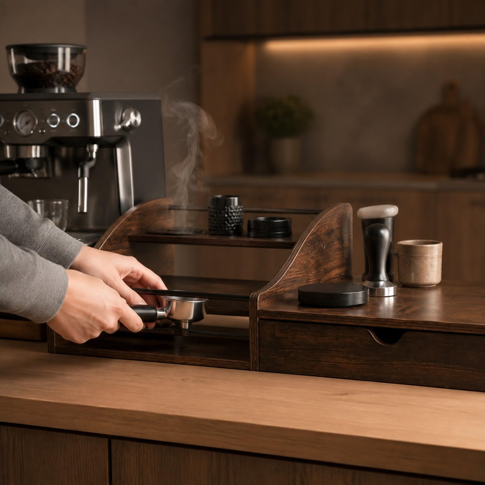 LOVIVER Organiteur Comptoir Spacieux Station à Café Comptoir En Bois