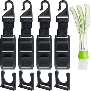 Senhai Haczyki na zagłówek samochodowy z mini dyszlem do Car Air Vent, 4 sztuki uniwersalnych pokrowców na tylne siedzenie, organizer z 1 samochodowym środkiem do czyszczenia i pędzlem