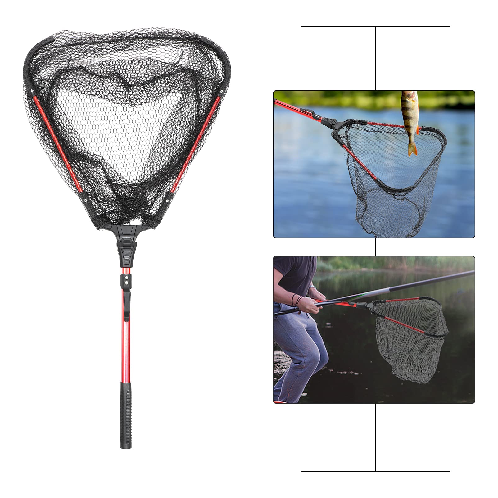 deep net fishing EGO Kryptek Large Rubber Head Bag Depth Fishing Net With Adjustable Handle
