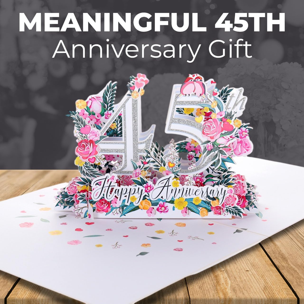 Sapphire 45th Anniversary Pop-up Card: Rhinestone & Glitter - View #3