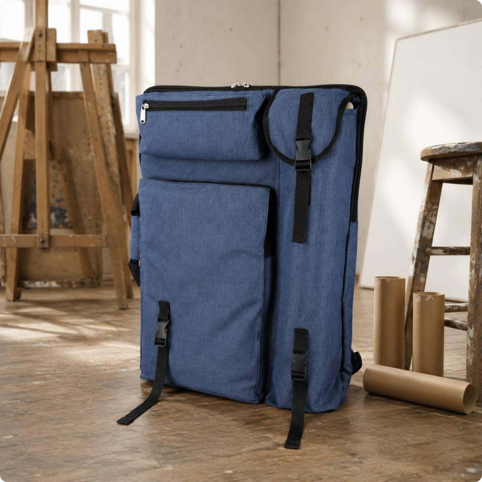 Gralara Canvas Zeichentasche Leinwandstoff Maltasche mit Fächern Stabil Maltasche für zum Zeichnen, Grau, A-Modell Grau