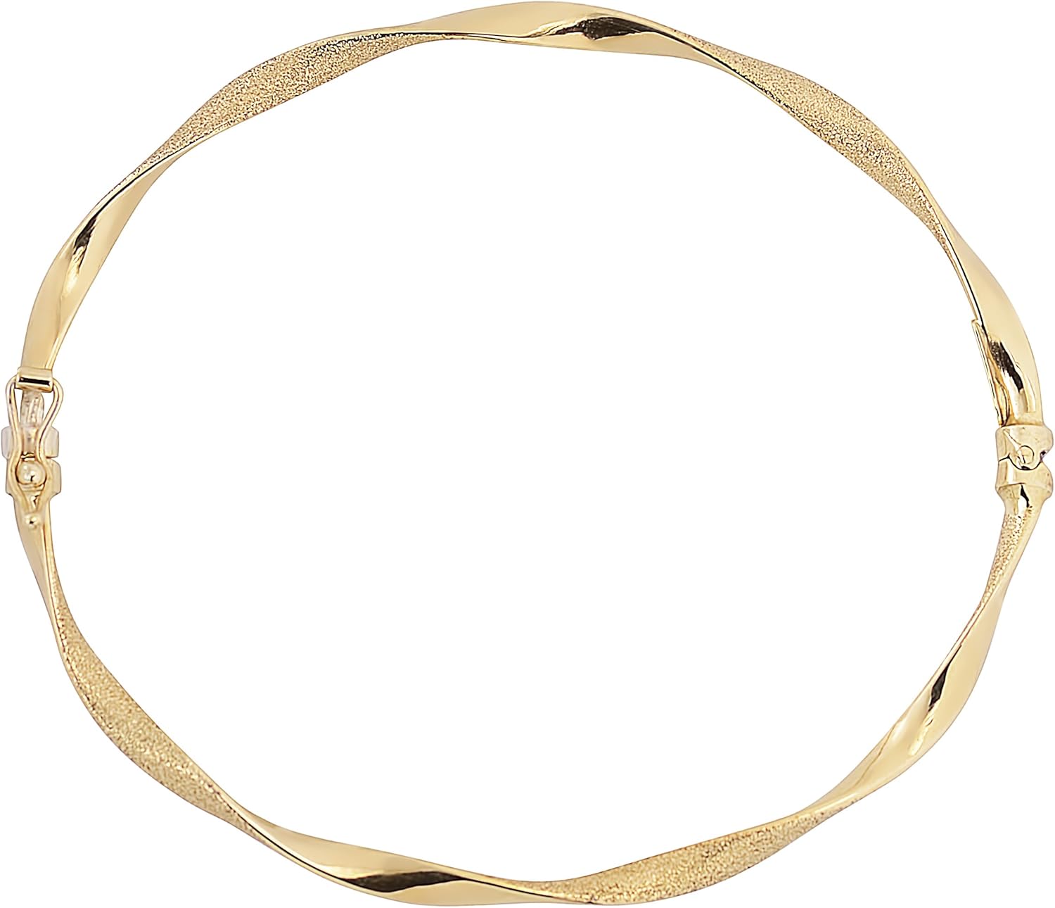 Kooljewelry 10k Gold Satin and Polish Finish Twisted Bangle Bracelet