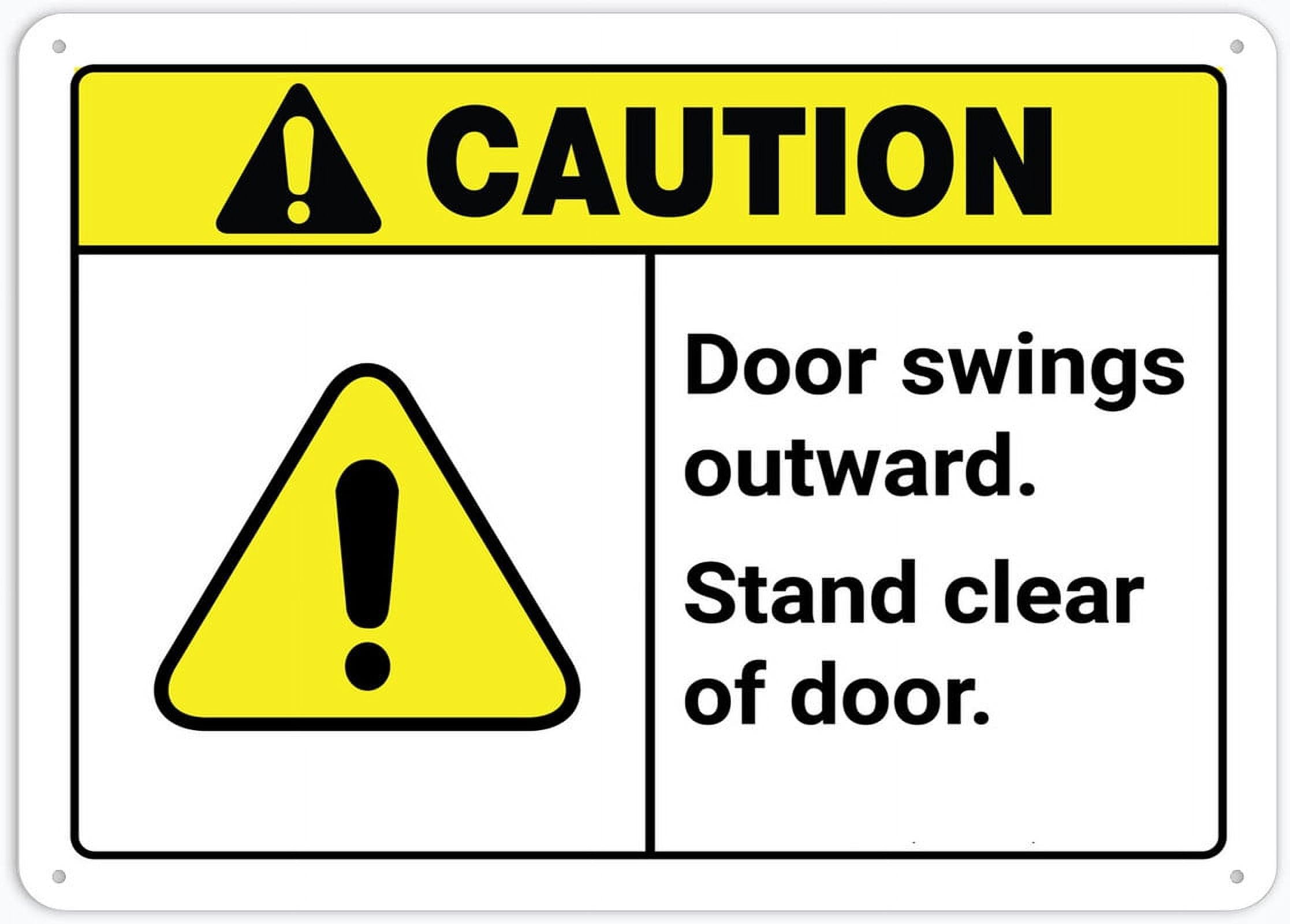Peiyeety A09 Caution Door Swings Outwards Sign Warning Tin Sign Home Kitchen Farm Garden Garage Wall Decor 12X8inch