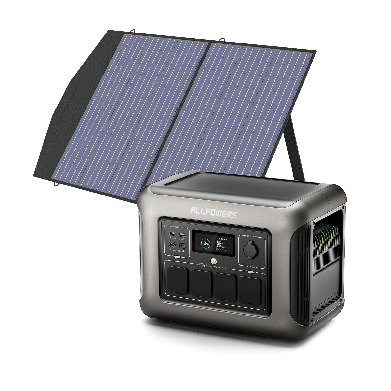 ALLPOWERS R1500 LITE Centrale Elettrica Portatile con 100W Pannello Solare | 1056Wh Batteria LiFePO4 Generatore Solare con 4* 1600W Uscite AC, UPS Power Station per Emergenza Campeggio RV Uso Domestico