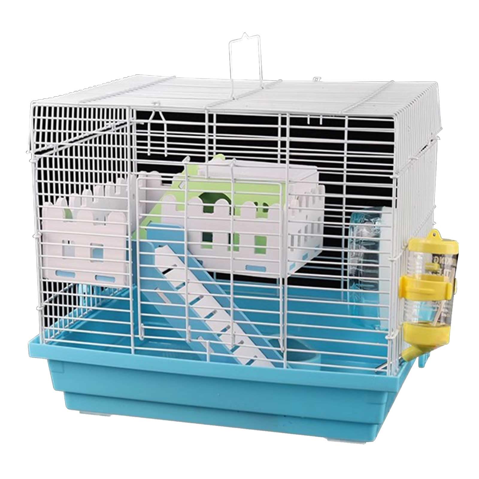 Piccola Gabbia per Criceti, Cage Hamster Include Accessori, Bottiglia d'Acqua, Ruota per Esercizi, Ciotola per Cibo e Nascondiglio per Criceti, Habitat per Gerbilli(Blue)
