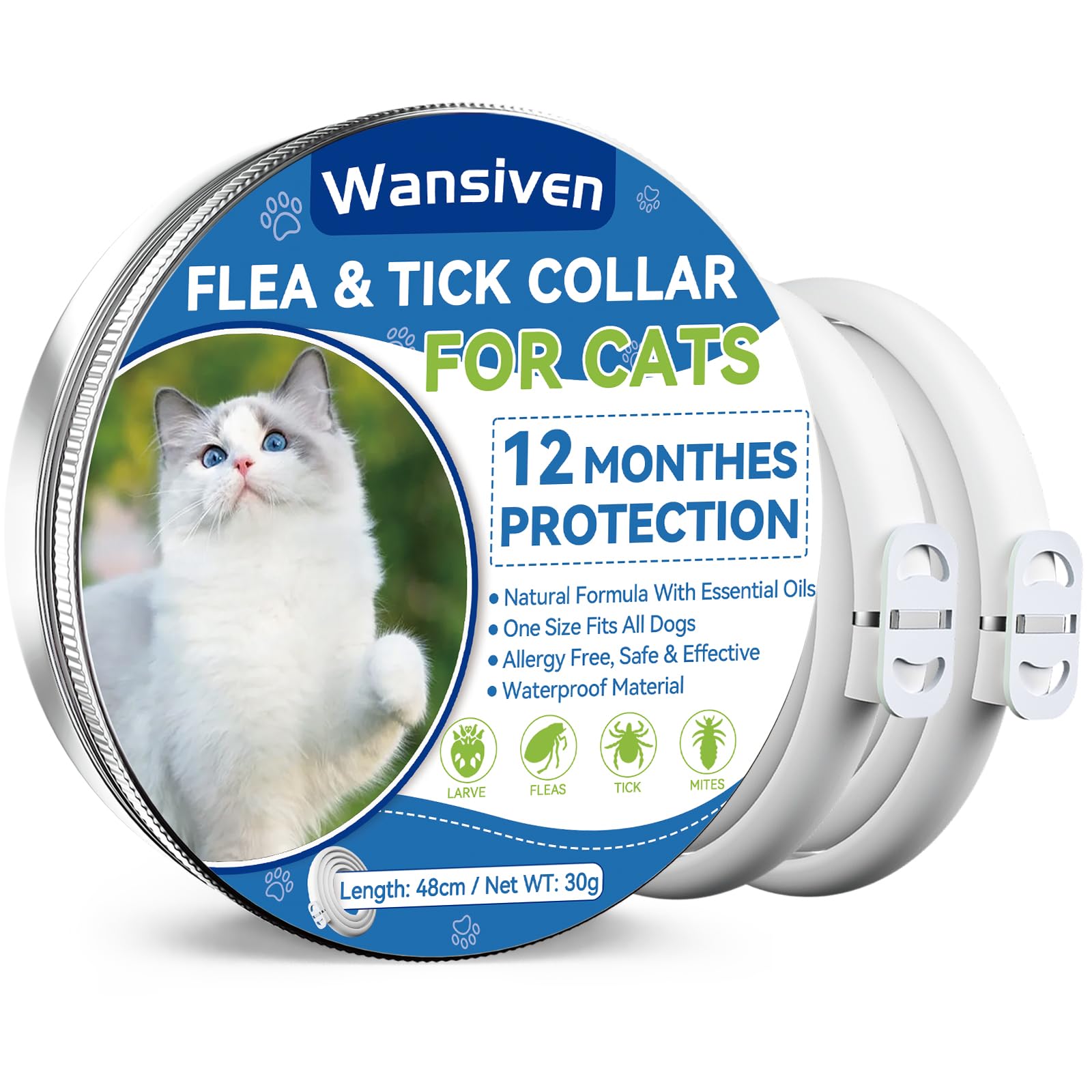 Collare Antiparassitario Per Gatti: Impermeabile, Naturale, 8 Mesi Di - 8
