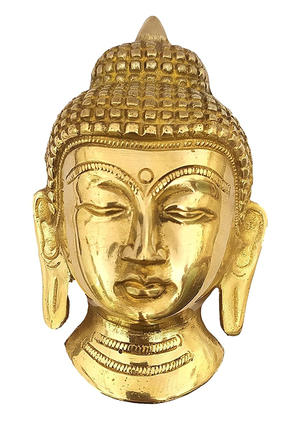 athizay Brass Buddha Face Wall Hanging – 13 cm Gold Finish | Decorative Buddha Head for Door, Wall or Spiritual Home Décor