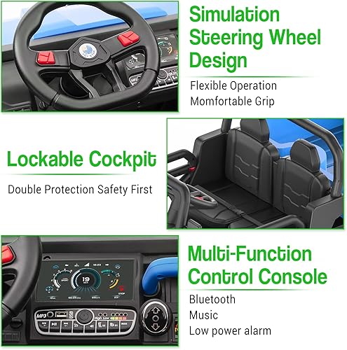 Miniatura 4 de Camión volquete de paseo para niños con control remoto, vehículos eléctricos UTV con cama de descarga eléctrica, 4WD Power Ride-on 6 ruedas,