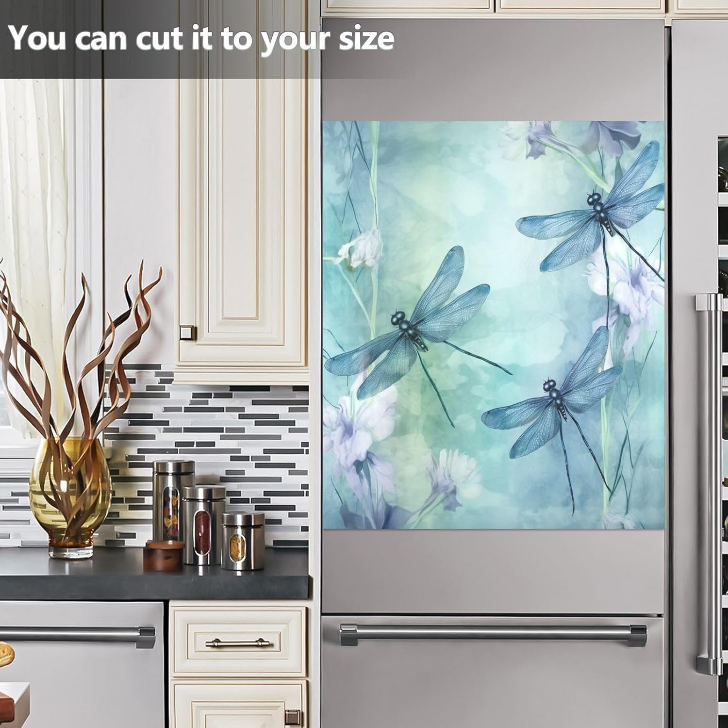 Watercolour Dragonfly Dishwasher Magnet Cover for Washers Fridge Panel Decal Cover Washing Machine Cabinet Reusable Dishwasher Door Covers Decorative-23 W x 26" H Inch