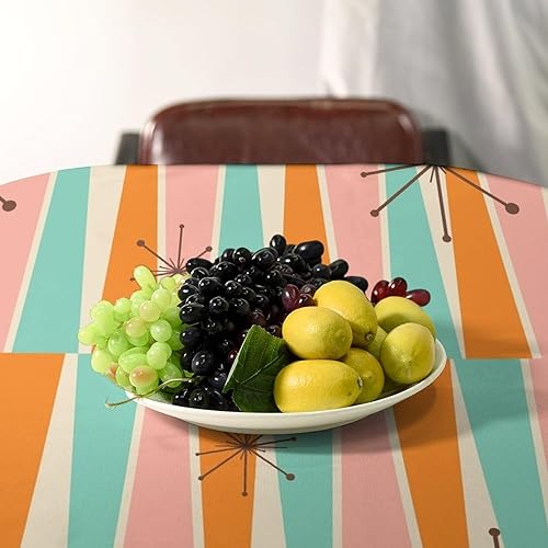 Miniatura 1134 de Mantel floral hippie, diseño retro de los años 70, naranja, rosa, azul, floral, bohemio, estampado estético de margaritas, para fiesta, picnic