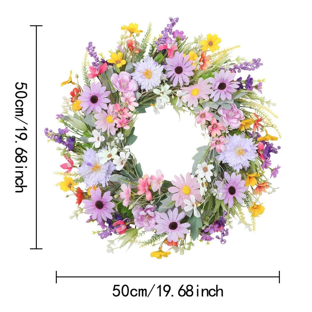 Ghirlanda Artificiale per Porta D'ingresso Da 50 Cm, Ghirlanda Primaverile in Plastica E Tessuto Di Seta, Corona Di Pasqua per Decorare Case, Ristoranti, Feste, Matrimoni, Uffici, Fattorie