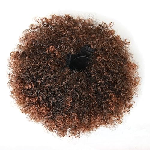 Miniatura 5 de Extensión de cola de caballo afro con cordón para mujeres negras, extensión de cola de caballo corta afro rizada con clip en moño rizado con cordón