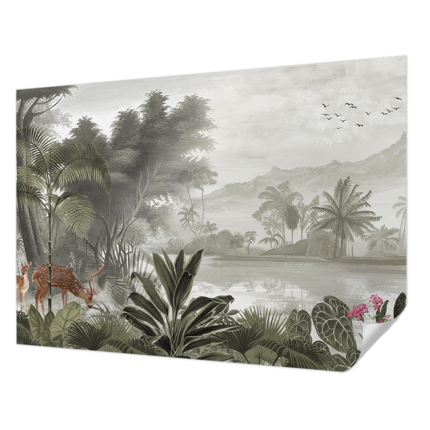 Papier peint oasis tropicale pour chambre et salon : décor mural Tulup 208x146