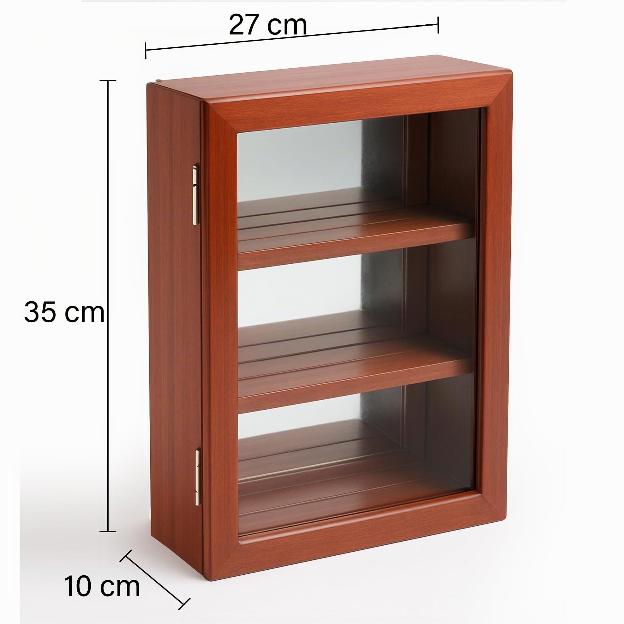 Safe 5992 - Vetrina per medaglie - Vetrina a parete in legno con vetro temperato e retro in specchio - Per placche e riconoscimenti - Finitura mogano - 35 x 27 x 10 cm / 13,8 x 10,6 x 3,9 pollici