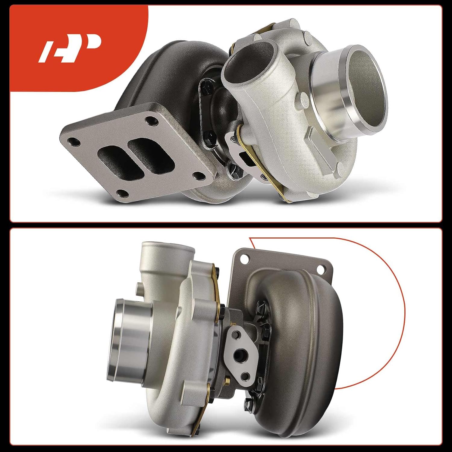 A-Premium TA3401 Complete Turbocharger Turbo Kit with Gasket | Compatible with John Deere Industrial Models - 300 series Loader 444E 450G 650G 510D 595D, 7.6L