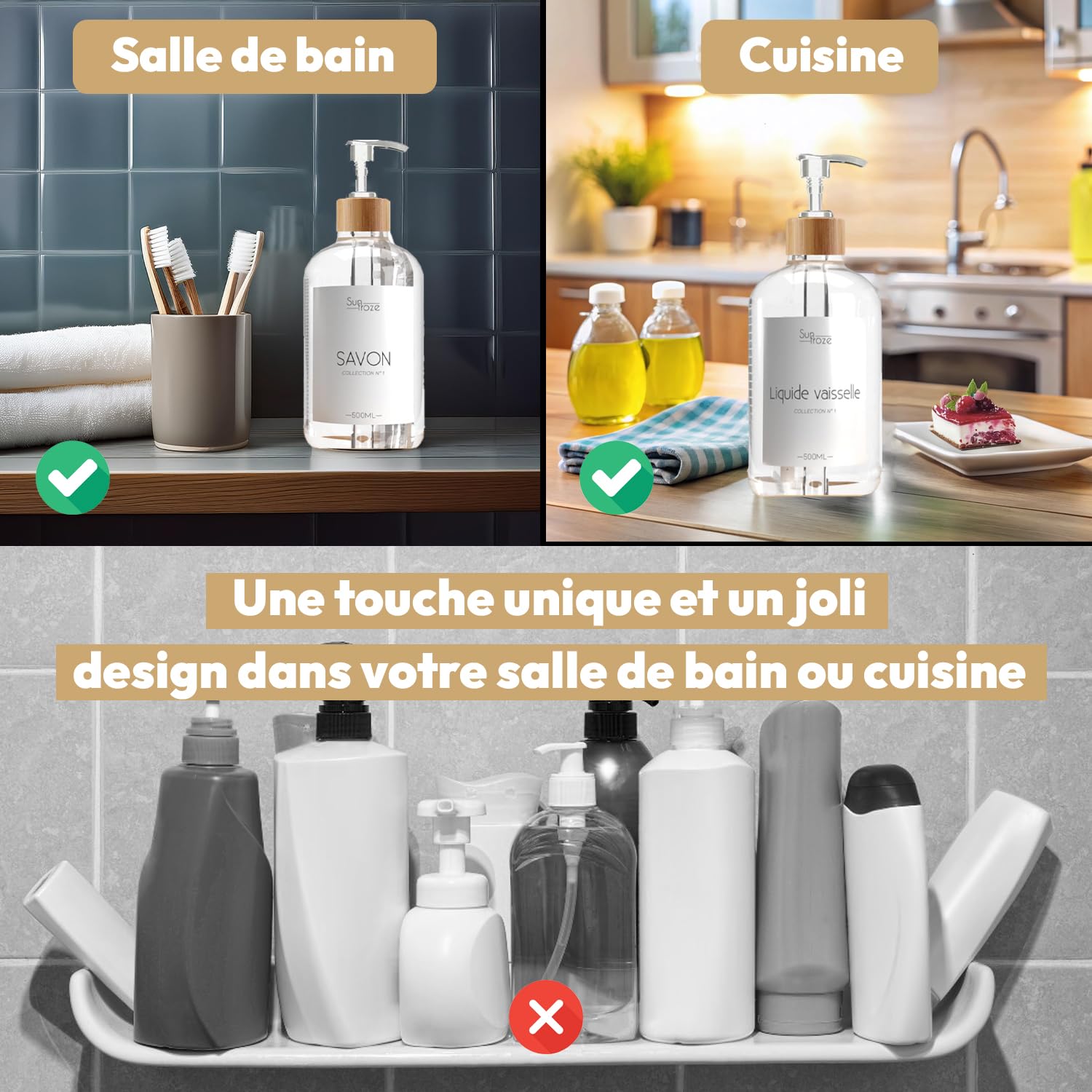 Kit Dispenser Per Collutorio In Vetro 350 Ml – Set Con 2 Bottiglie, Beccucci, Bicchierini, Imbuto Ed Etichette, Adatto Anche Per Oli E Lozioni