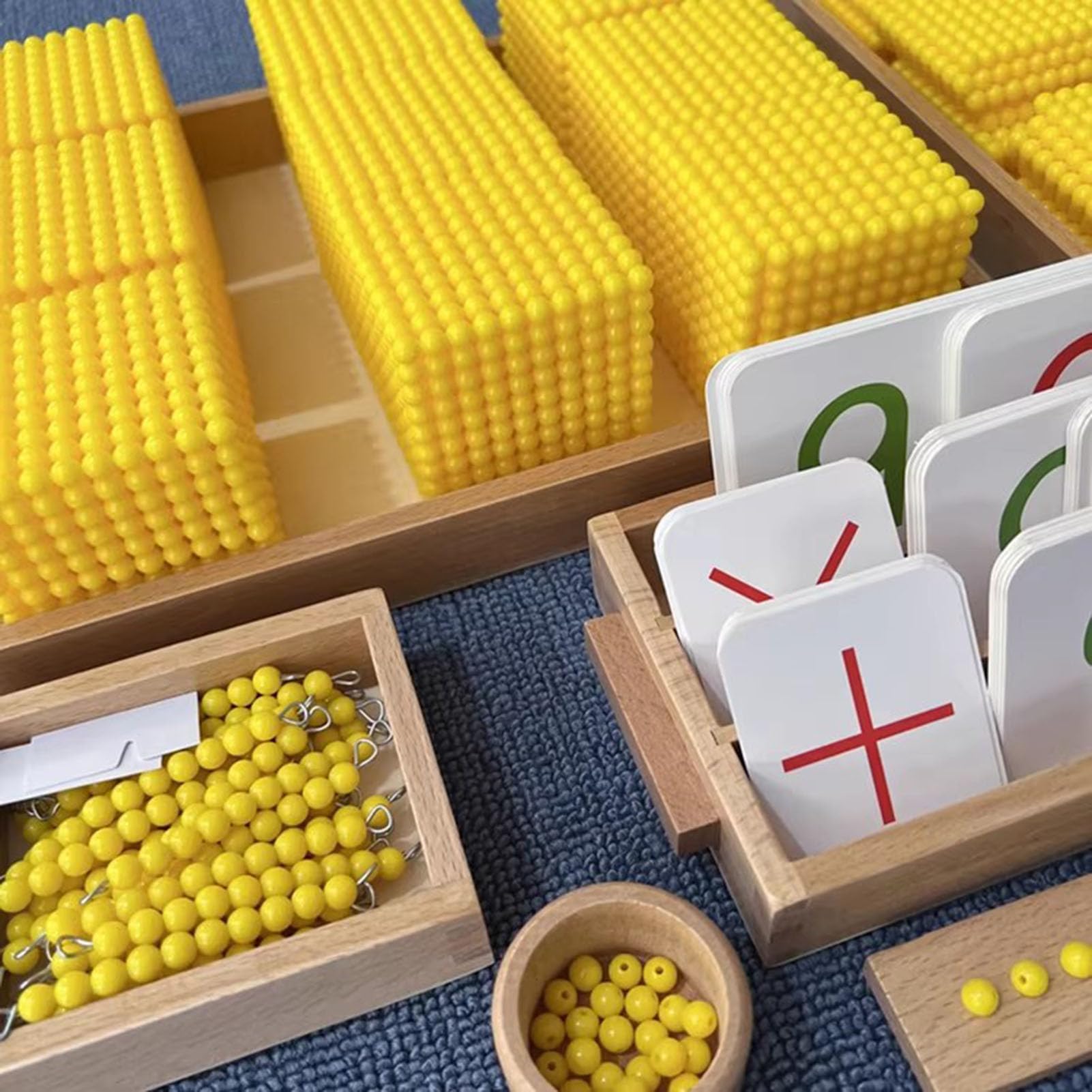 Montessori Mathematik Lehrmittel Perlenspiel, Dezimal-Bankspiel Set Mit Matte Für Die Frühkindliche Bildung, Gelb,Bank Game