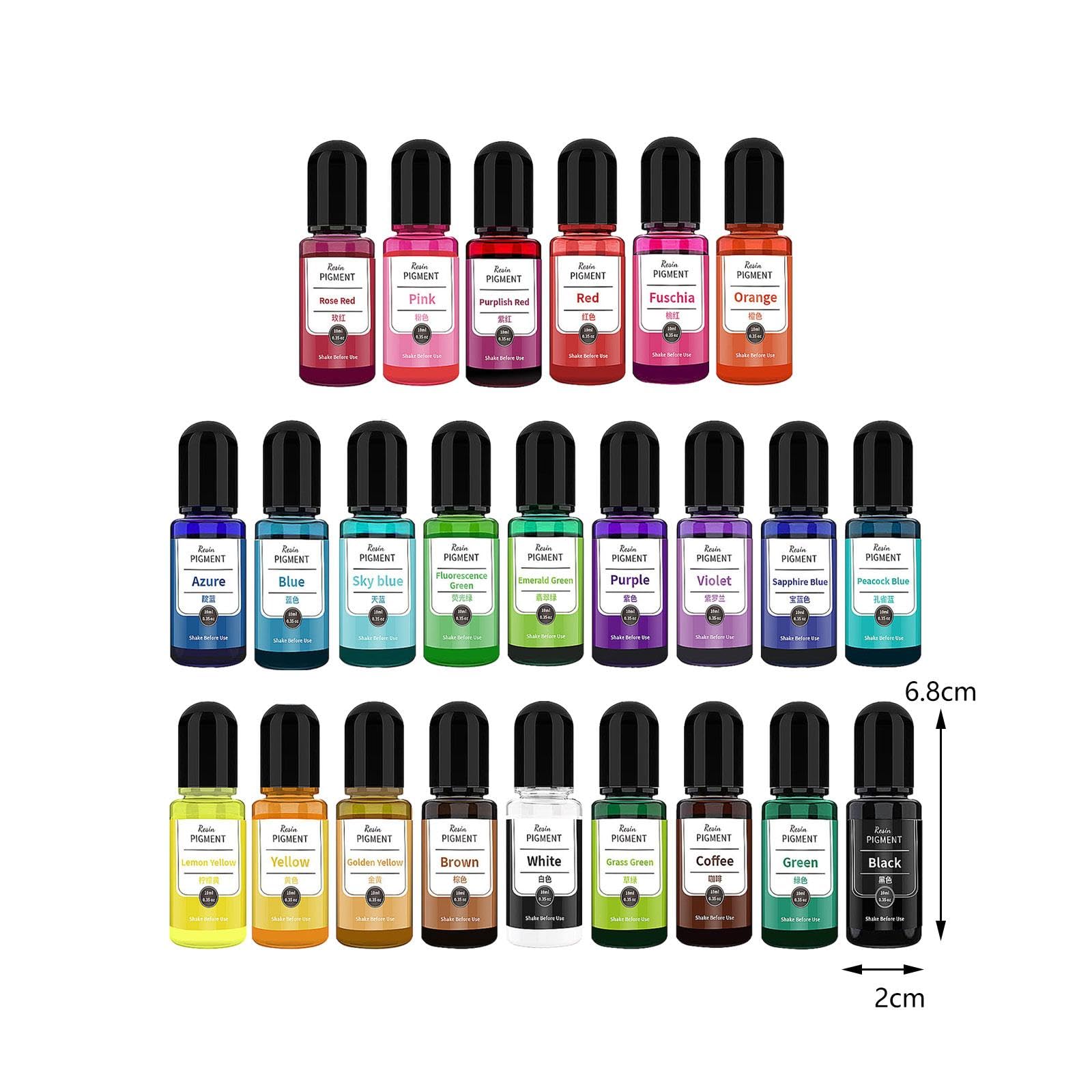 Pigmento Líquido para Resina Epoxi de Colores Vibrantes, 10 Ml, para Resina Translúcida, Tinte para Pintura, Dibujo, Manualidades, 24 Piezas, Individual