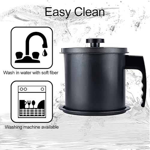 Miniatura 6 de Ourokhome - Recipiente con colador para grasa, recipiente de 43.95 fl oz (1.3 litros) o 5.2 tazas para aceite de cocina usado con filtro de malla