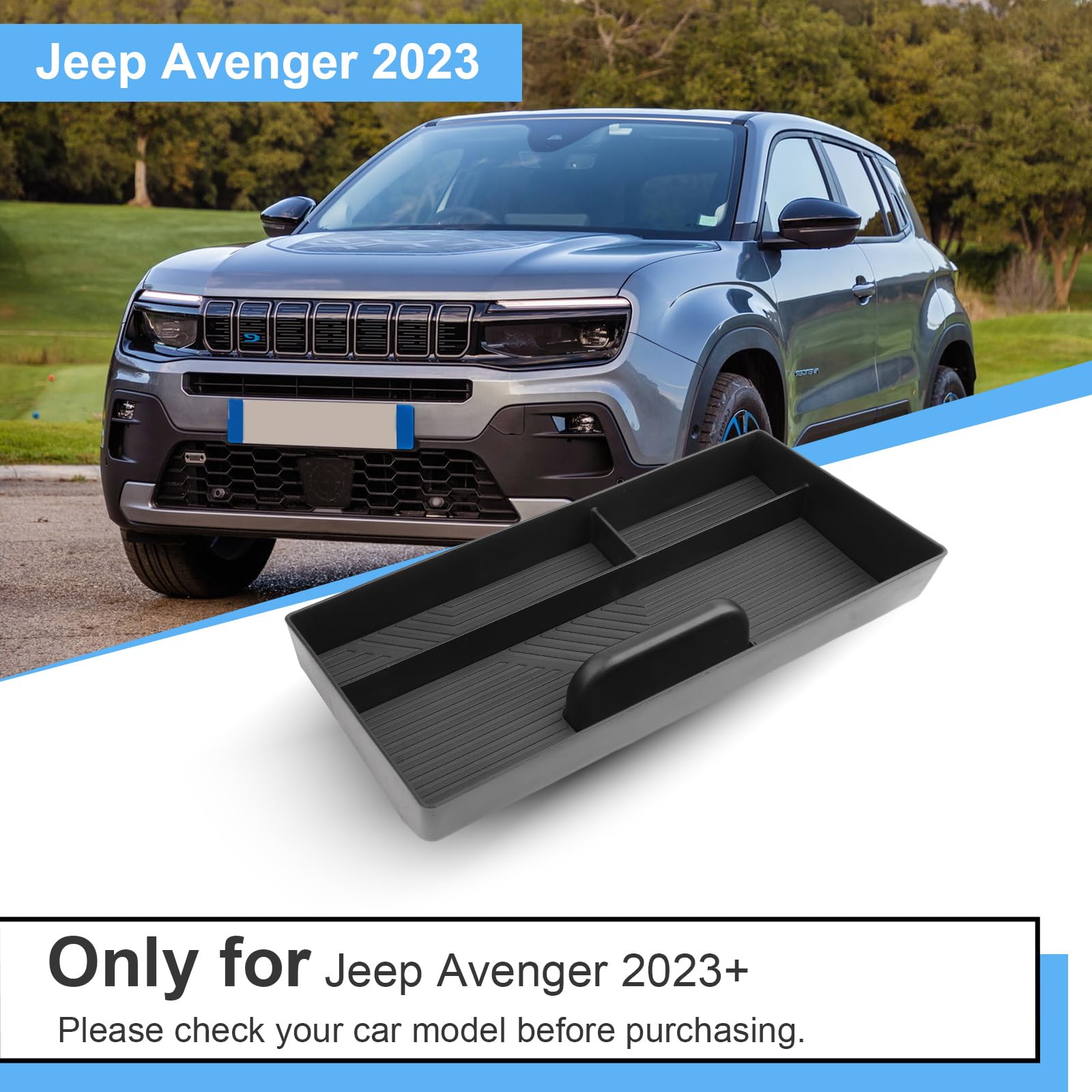 Vano Portaoggetti del Cruscotto Centrale Compatibile con Jeep Avenger 2023-2025, Console Centrale Portaoggetti, Avenger Organizer per Console Centrale con Tappetino Antiscivolo (Nero)