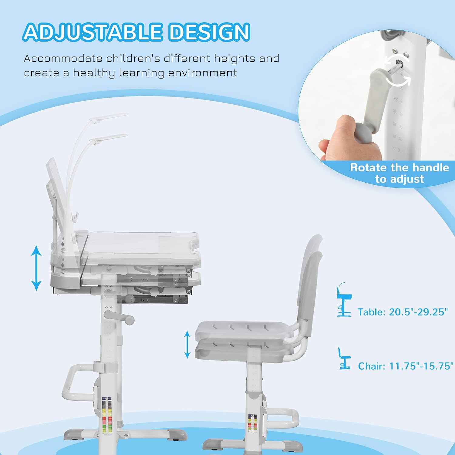 Adjustable design of Qaba Kids Desk and Chair Set