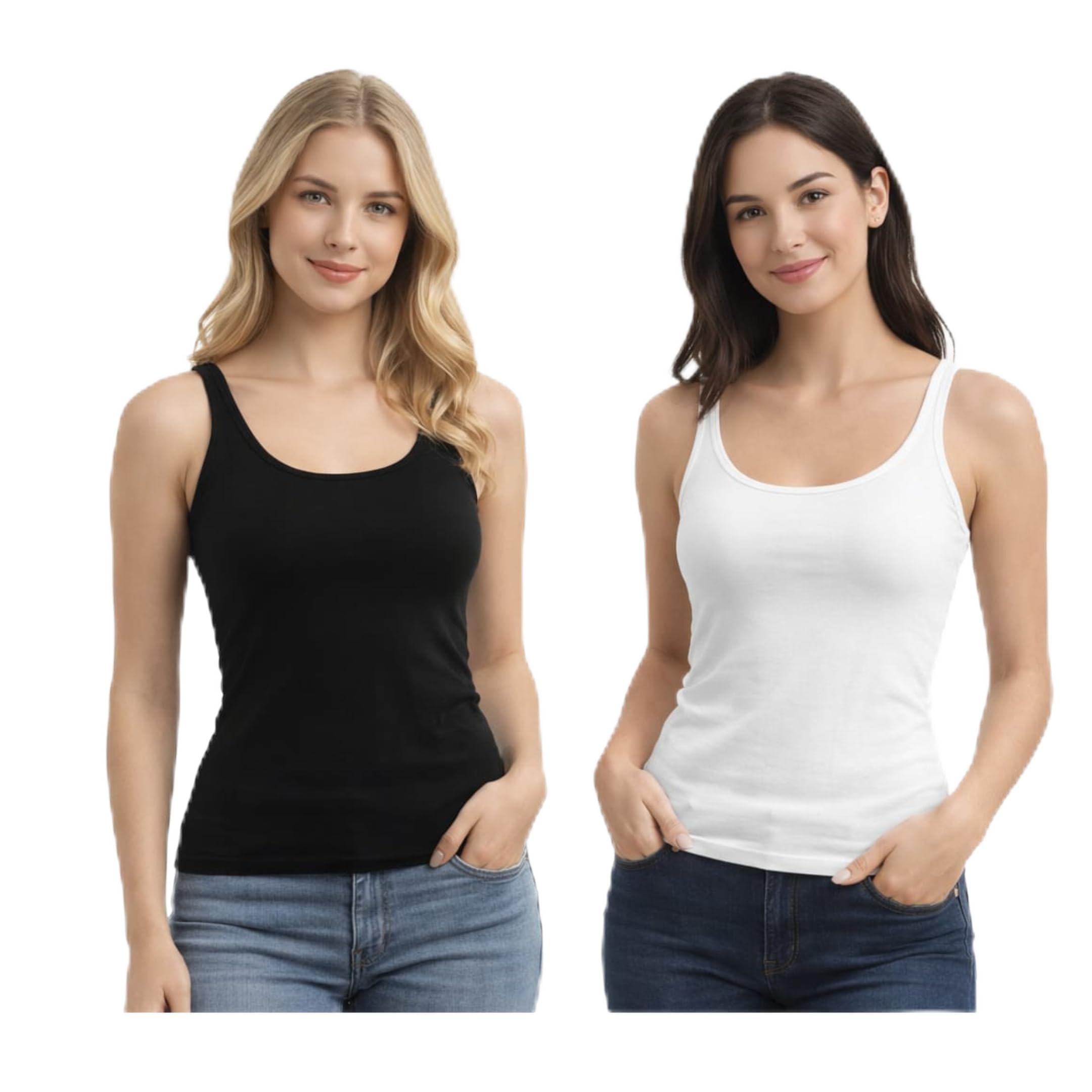 Zestico Women Cotton Camisole Tank Top Sleeveless Innerwear Vest | Slim Fit Stretchable Solid Top | Spaghetti Strap Basic Tank Top for Girls & Women | Size S-picture-11