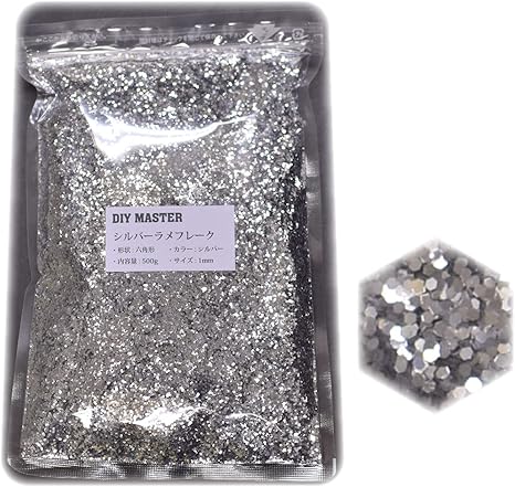 Amazon Co Jp Diy Master シルバー ラメフレーク 1mm 500g Diy 工具 ガーデン