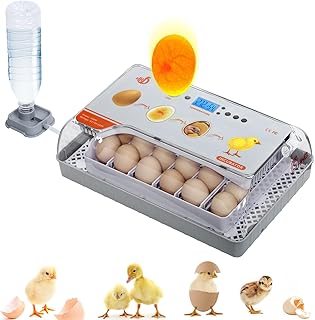 Eggs Incubators, Automatic Digital Chicken Incubators for Hatching Eggs with Automatic Humidity/Temperature Control and Egg Turning, LED Egg Candler, Hatching Machine for Duck, Quail Eggs, Yellow