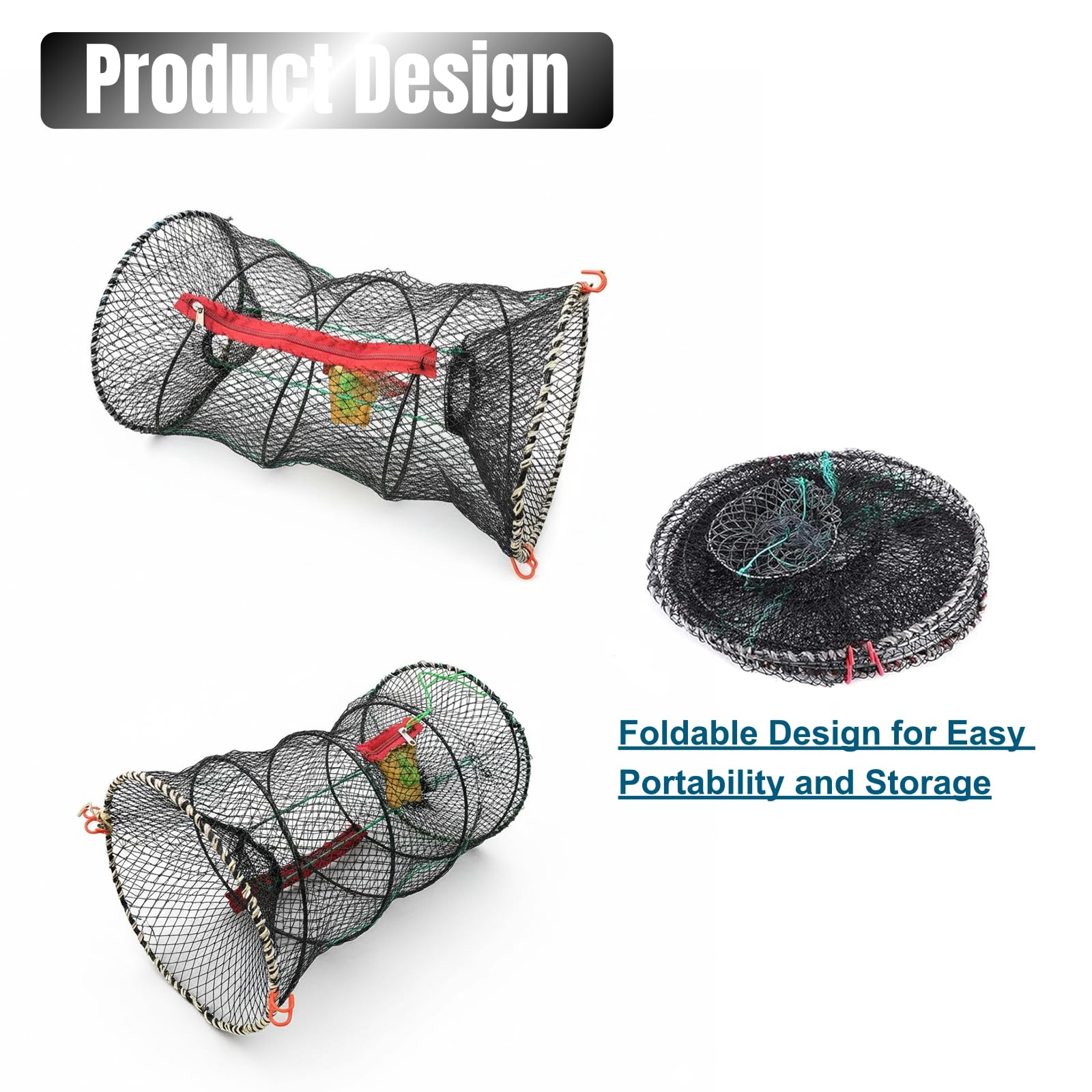 Piège à crabe pliable – Panier à poisson polyvalent pour crabes, crabes, crevettes, écrevisses, écrevisses, facile à appâter et à ranger