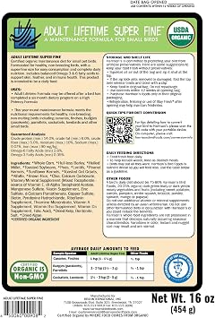 Harrison's Bird Foods Adult Lifetime Certified Organic Non-GMO Formula Small Bird Food 1lb