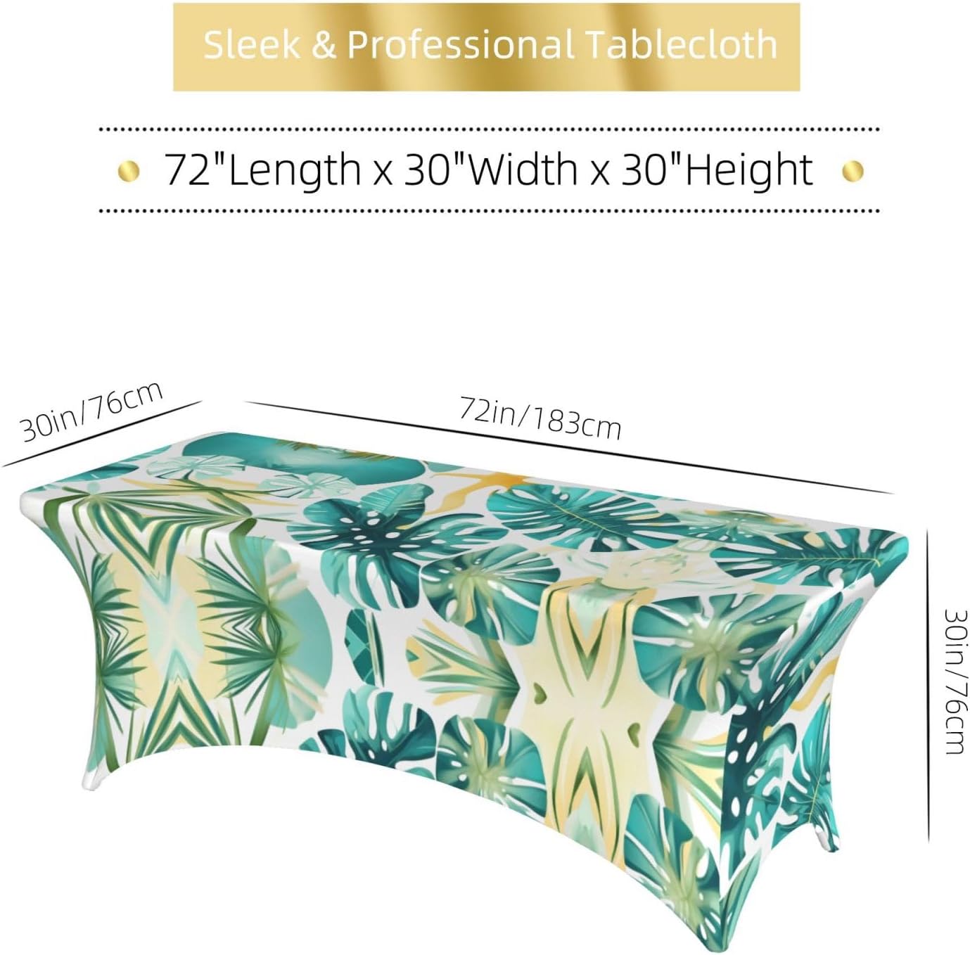 Tropical Beach Plant Theme Print Table Cover Rectangular Tablecloth for 6-Foot Tables for Wedding Banquets Outdoor