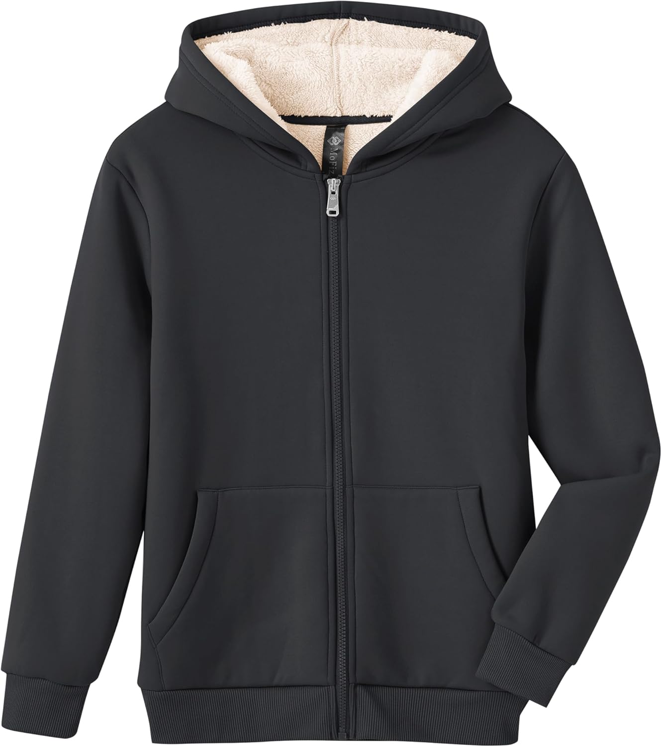 MoFiz Kids Sherpa Lined Hoodie Fleece Jacket Boys Girls Warm Sweatshirt Full Zip Hooded Soft Winter Coat School Outerwear - Image 4