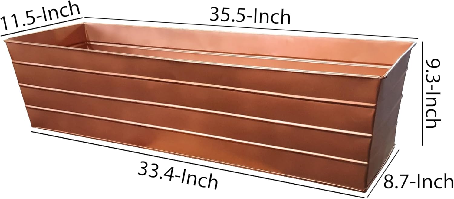 Large Copper Galvanized Steel Rectangular Flower Planter Box