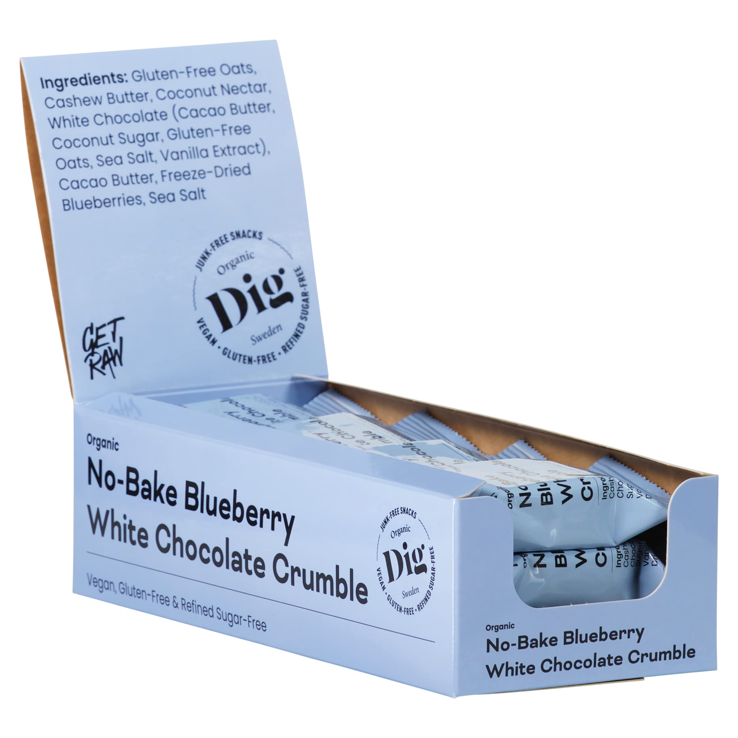 Bio-Haferriegel mit Blaubeeren und weißer Schokolade – Fruchtig, Vegan & Glutenfrei, 12 x 35 g