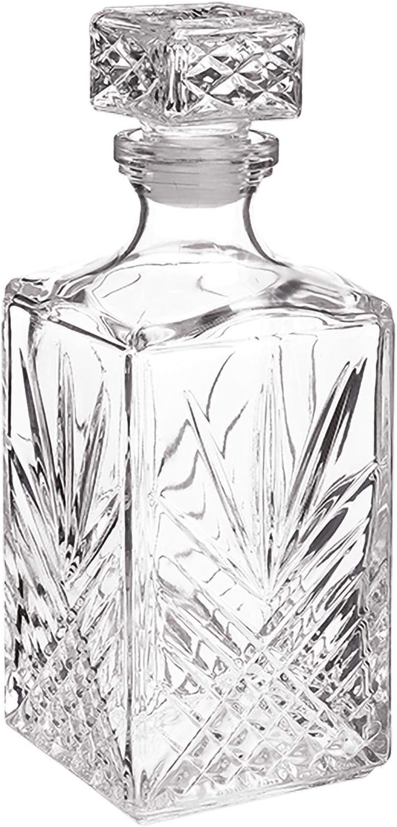 Bormioli Rocco Selecta Collection Whiskey Decanter – Sophisticated 33.75oz Diamond Decanter With Starburst Detailing – For Whiskey, Bourbon, Scotch & Liquor