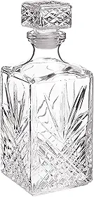 Bormioli Rocco Decantador de uísque Selecta Collection – Decantador de diamante sofisticado de 956 g com detalhes Starburst – Para uísque, Bourbon, Scotch & Licor