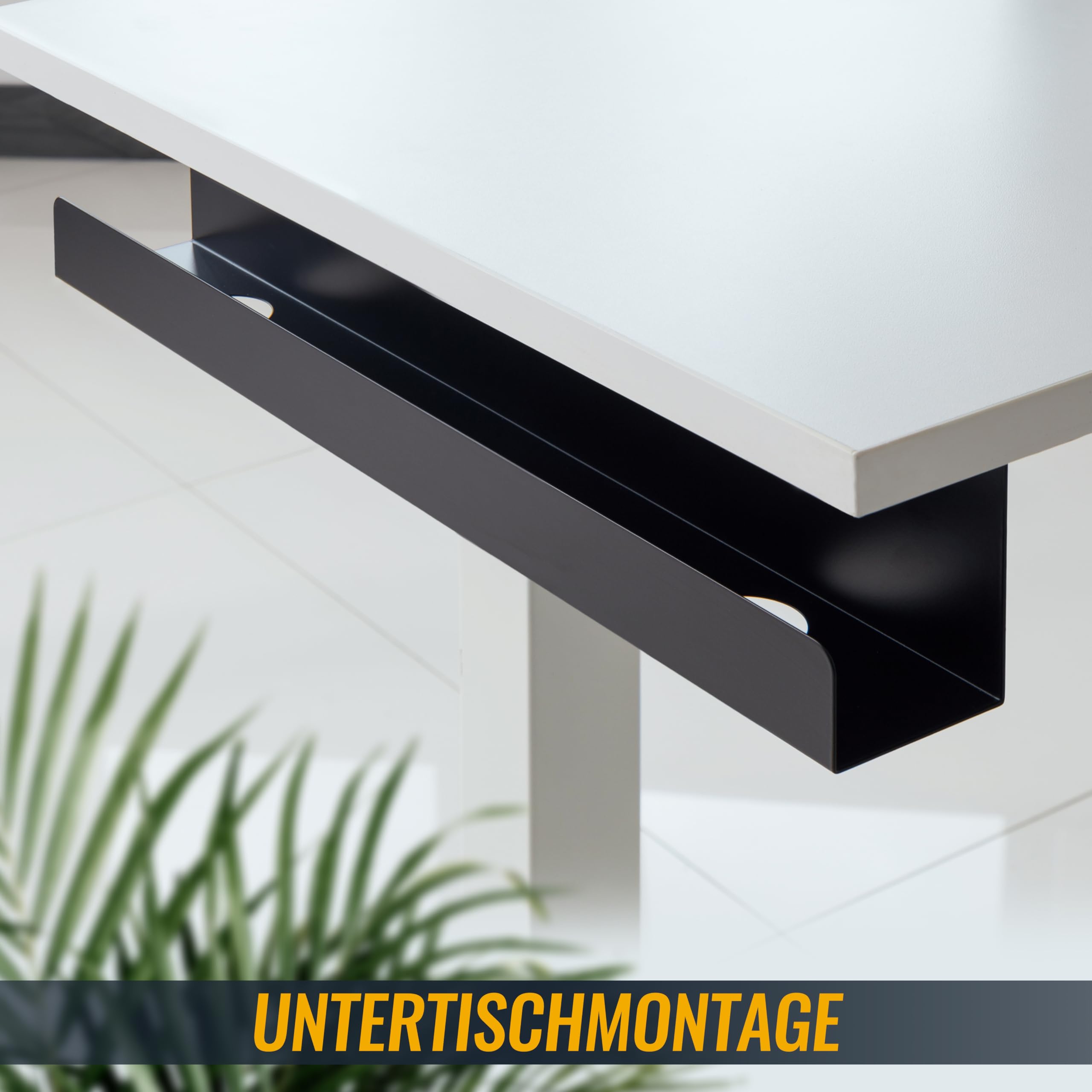 RICOO Cable Tray 60 x 7.5 cm Z1111 Fix Cable Ducts Box Guide Management Under Desk, Black, 600 x 114 x 76 mm - Image 3