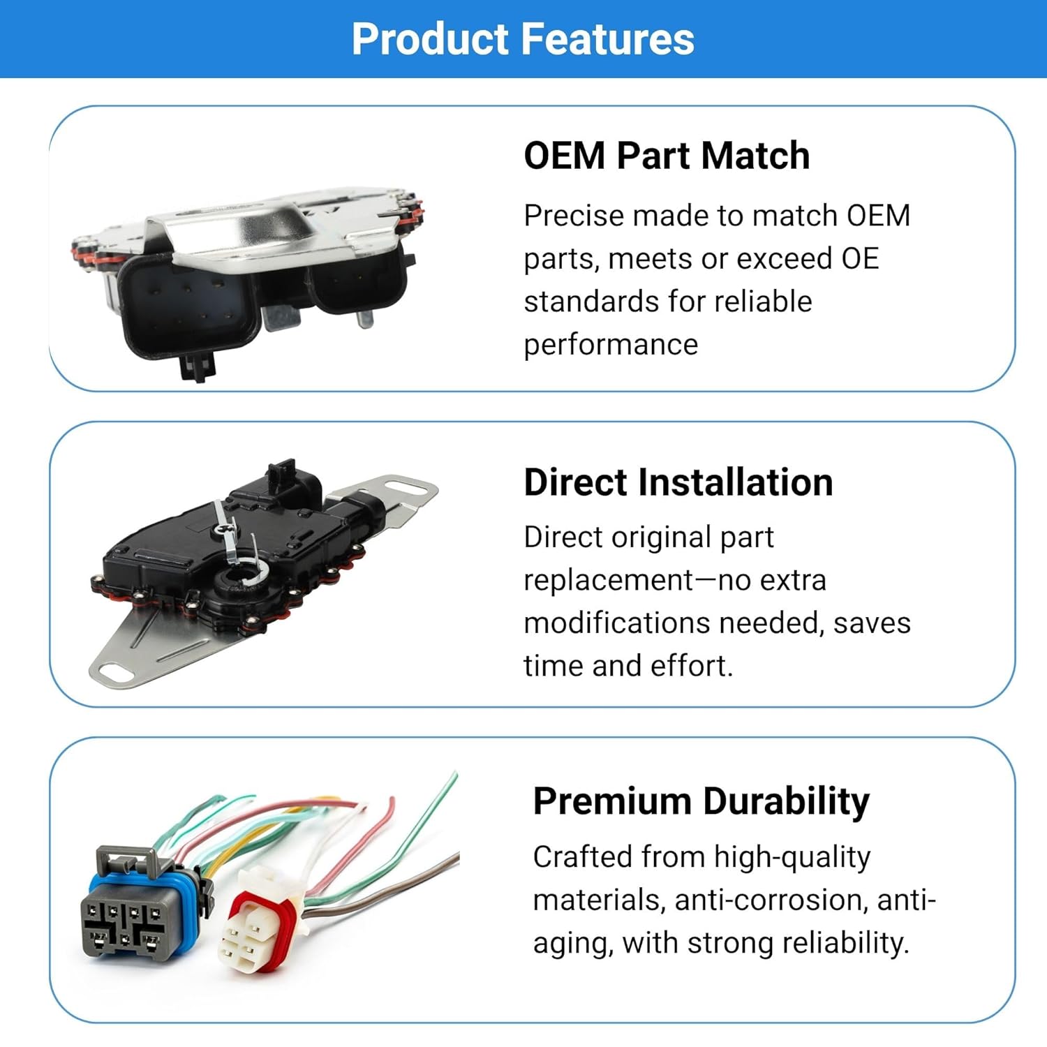 Neutral Position and Back-up Lamp Switch with Pigtails Switch Connectors 7&4 Wire for Chevy Cadillac GMC Escalade, for Astro Silverado 3500 Sierra 1500 Replaces 352-3201 24229422 NS85T NS85