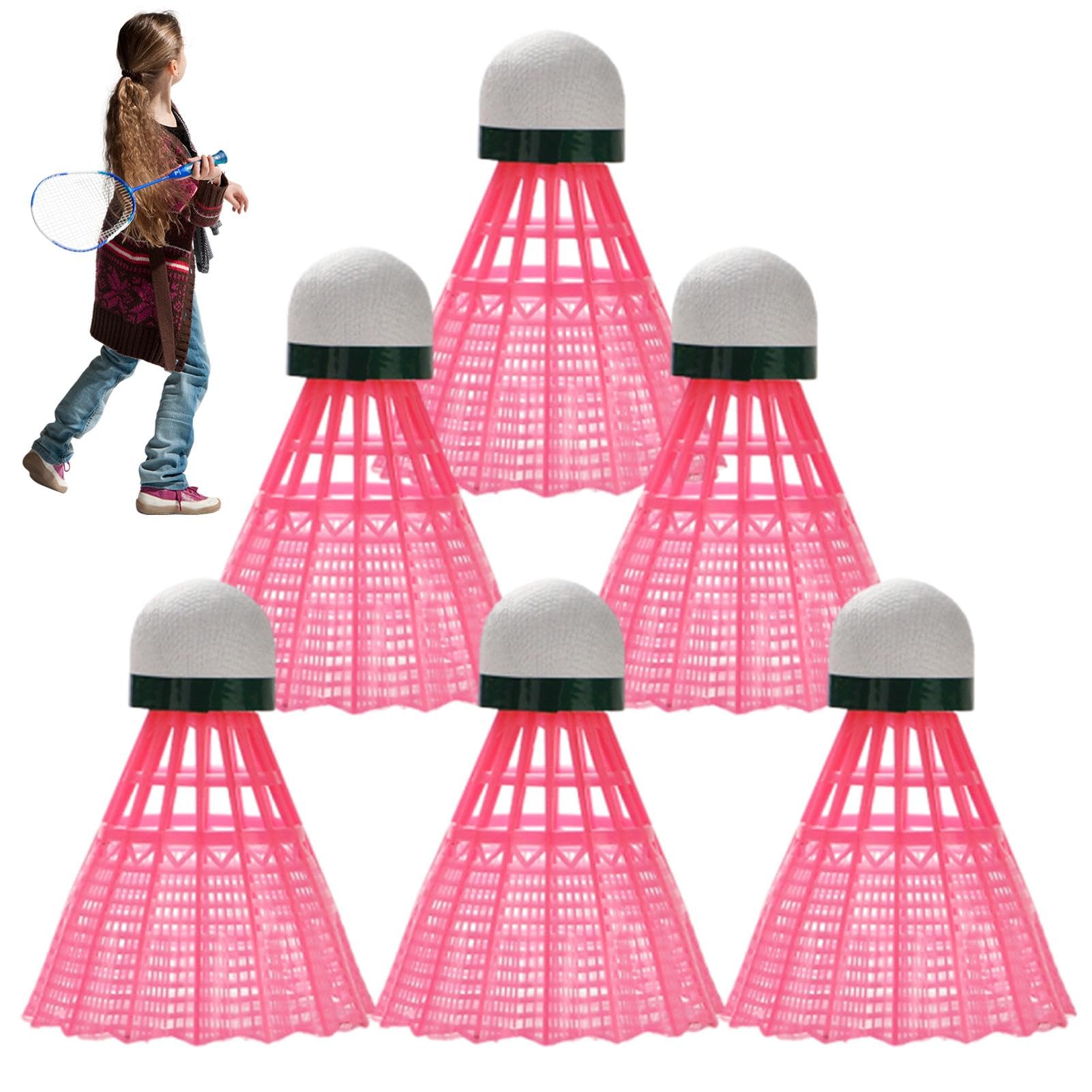 Sollee Nylon Badminton Shuttlecocks - Natural Cork Shuttlecocks - Nylon Shuttles, & Balance For Training,Beginner,Family Exercise, Pink 6