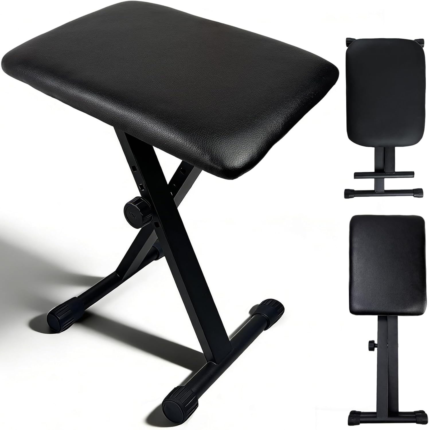 Keyboard Bench X-Style Height Adjustable 16-20in Padded Cushion Piano Stool Bench Keyboard Chair for Keyboards Piano. (Thin Version)