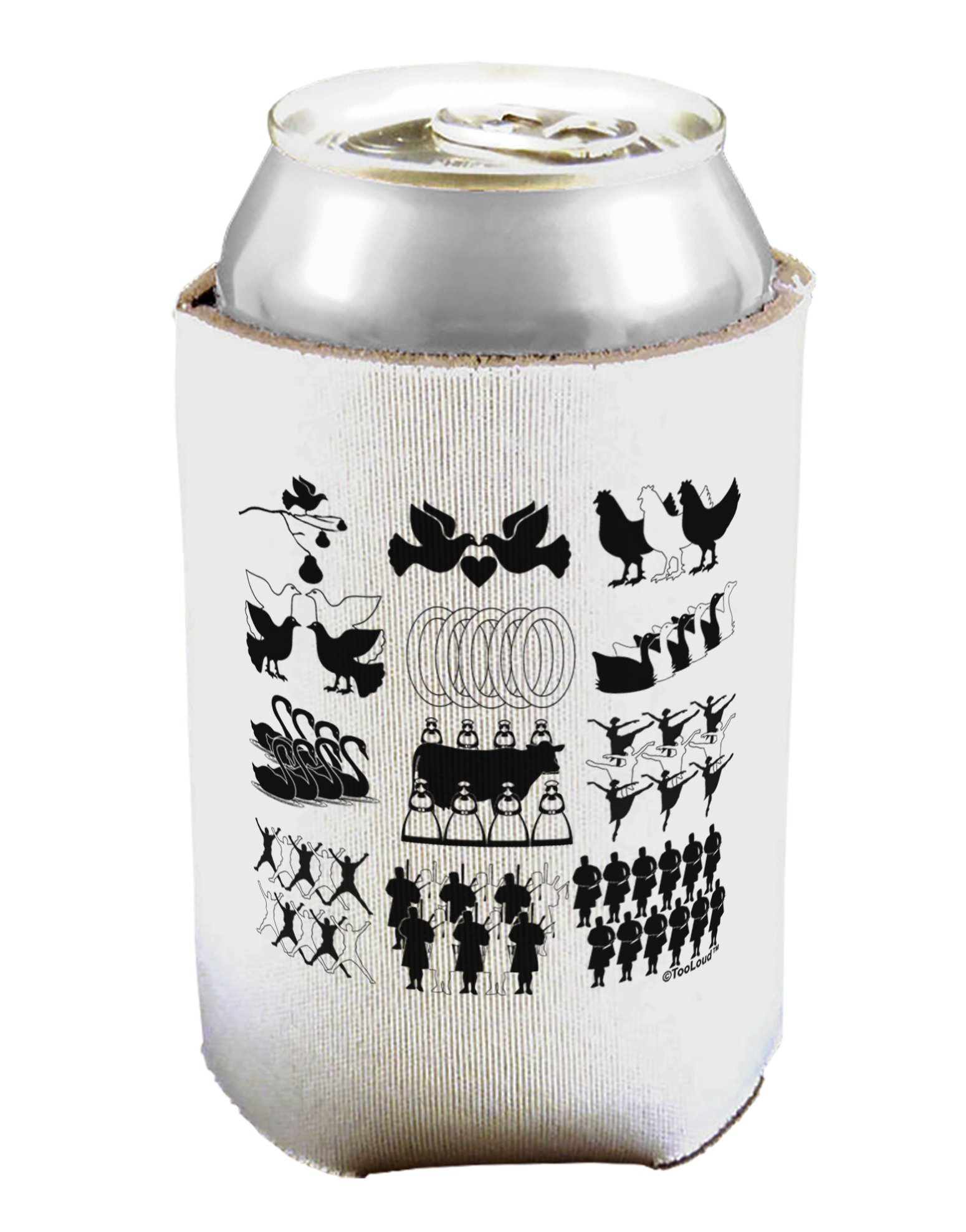 TOOLOUD Twelve Days of Christmas Can/Bottle Insulator Cooler - 2 Pack