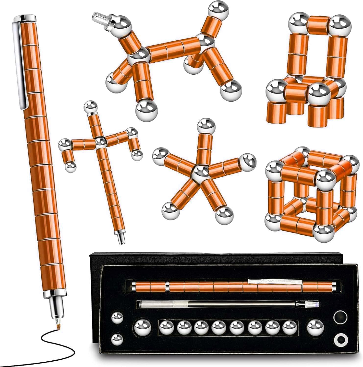 Magnetic Fidget Pen Toys - Graduation Party Multifunctional Decompression Magnet Writing Toy Pen, from Daughter/Son, Gadgets Cool Stuff Birthday Gifts for Men/Boys/Him/Kids (Orange)